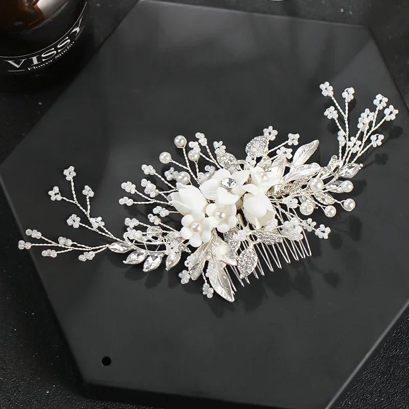 Luxuriöser Perlen-Haarkamm – Strass-Hochzeitsstirnband & Accessoires
