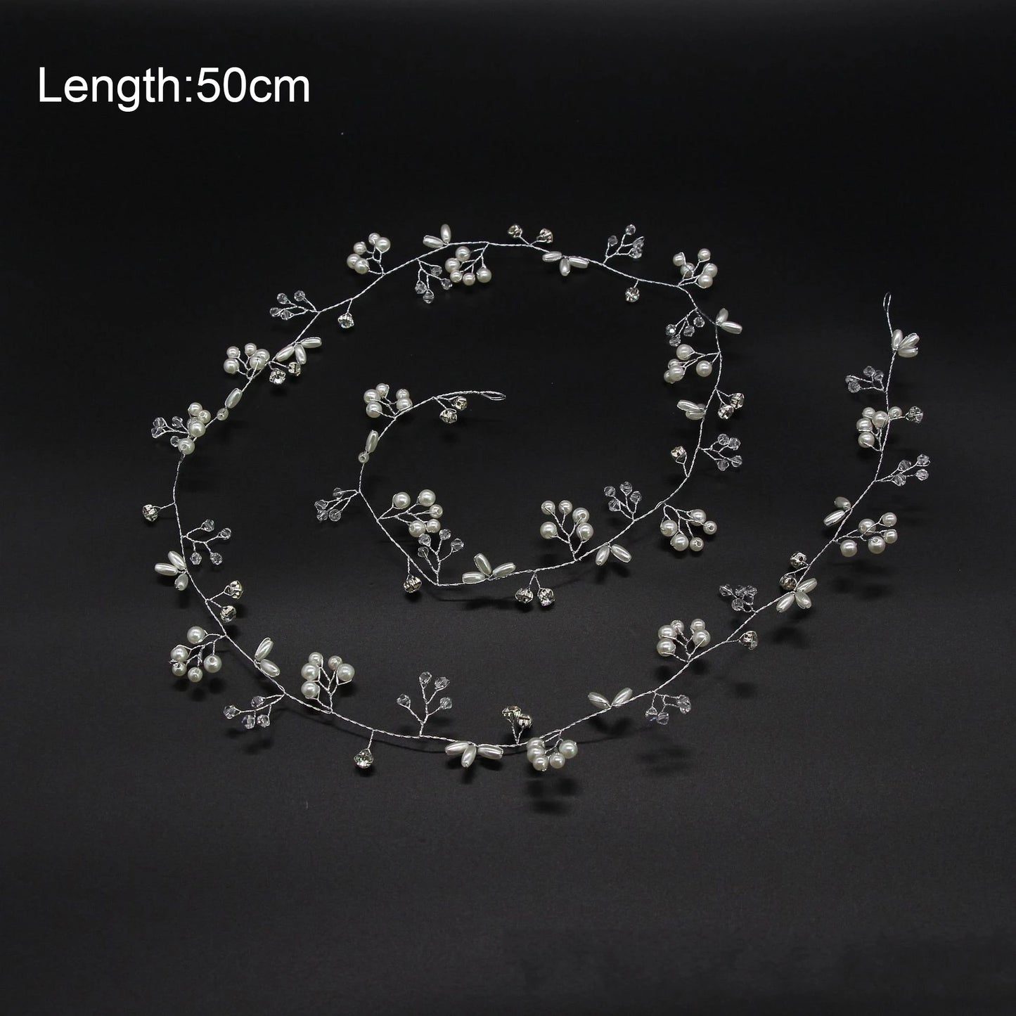 Braut-Tiara mit Kristallperlen – 35 cm Haarranke mit Diamanten und Hochzeitsaccessoires