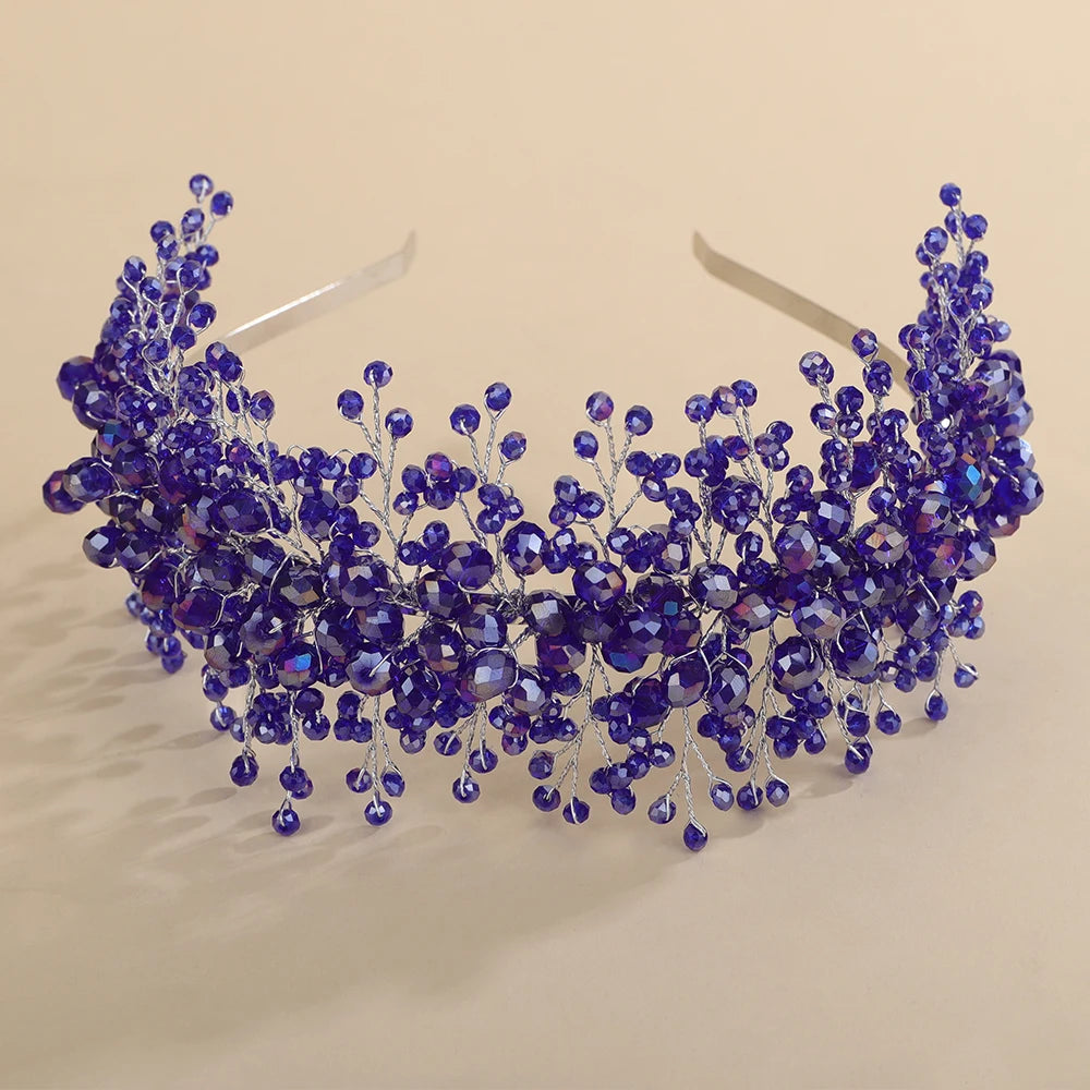Rote Kristall-Brautkrone – Elegantes Hochzeitsstirnband & Haarschmuck