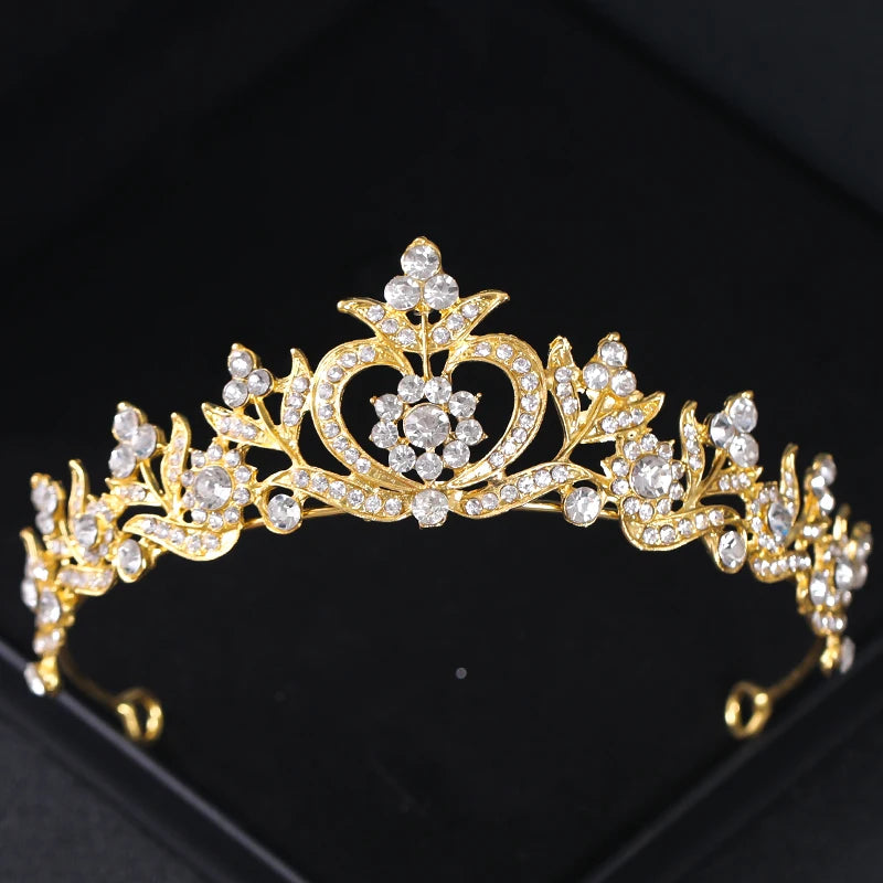 Goldkristall-Brauttiara – Strasskrone für Hochzeit und Abschlussball