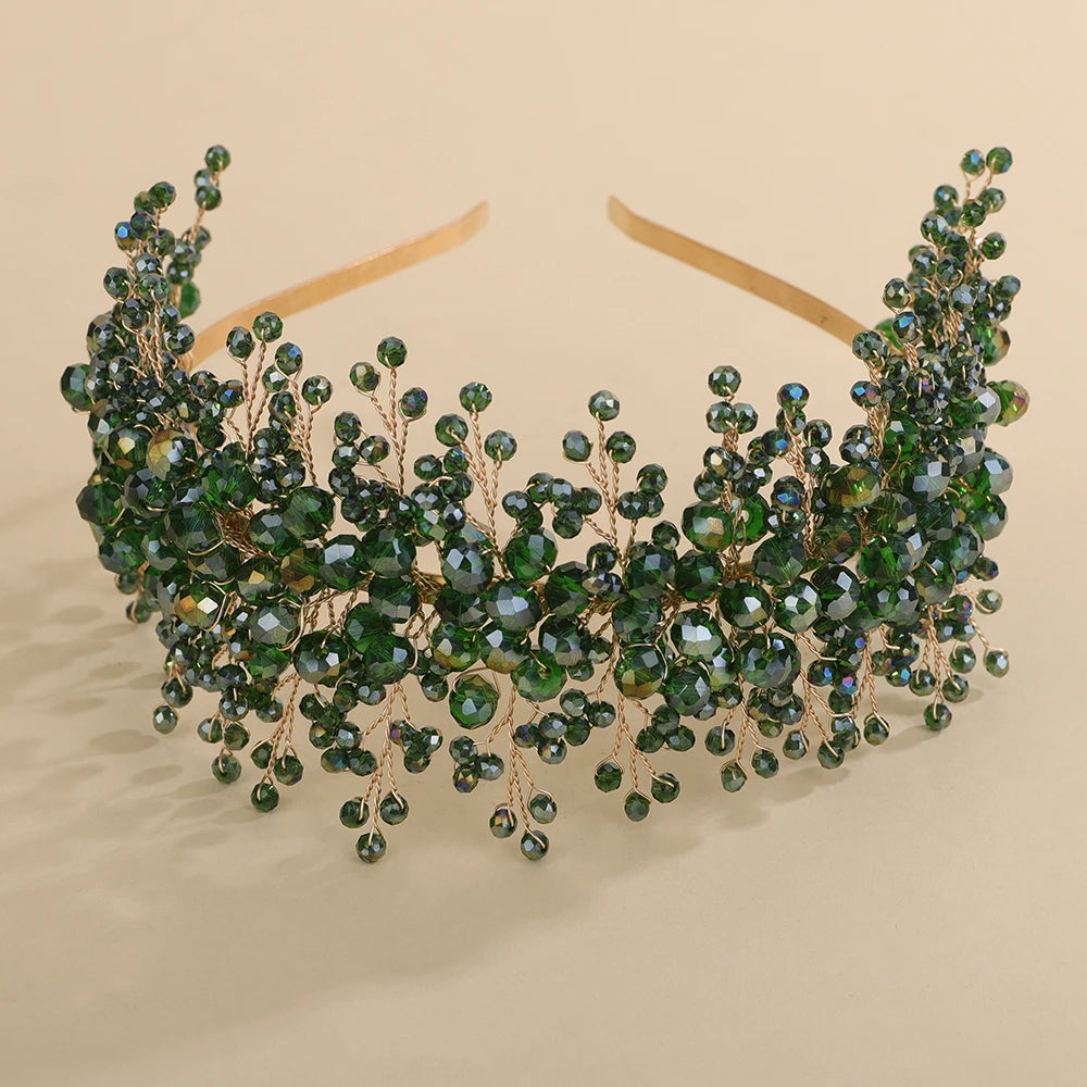 Rote Kristall-Brautkrone – Elegantes Hochzeitsstirnband & Haarschmuck
