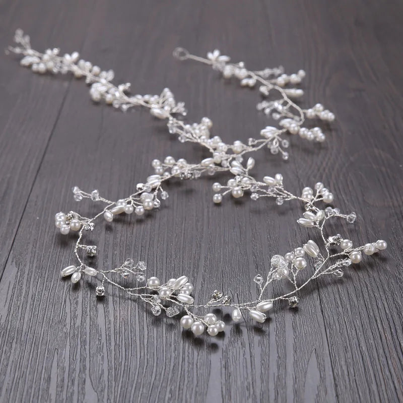 Braut-Tiara mit Kristallperlen – 35 cm Haarranke mit Diamanten und Hochzeitsaccessoires