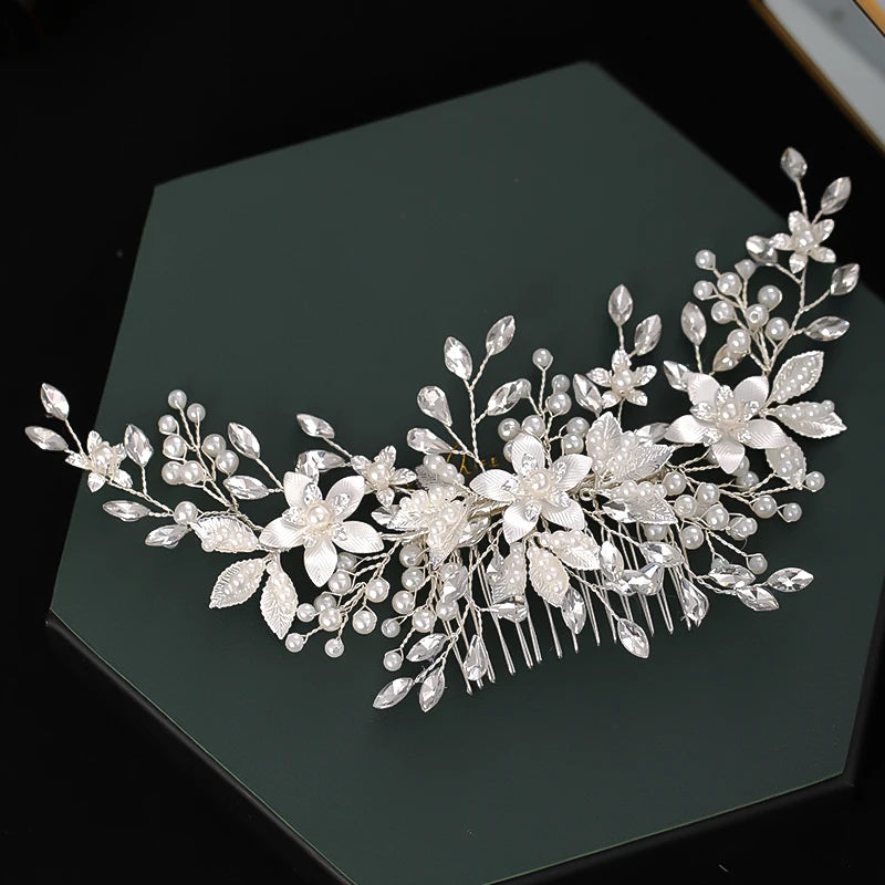 Luxuriöser Perlen-Haarkamm – Strass-Hochzeitsstirnband & Accessoires