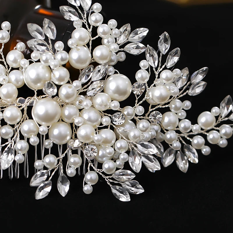 Luxuriöser Perlen-Haarkamm – Strass-Hochzeitsstirnband & Accessoires