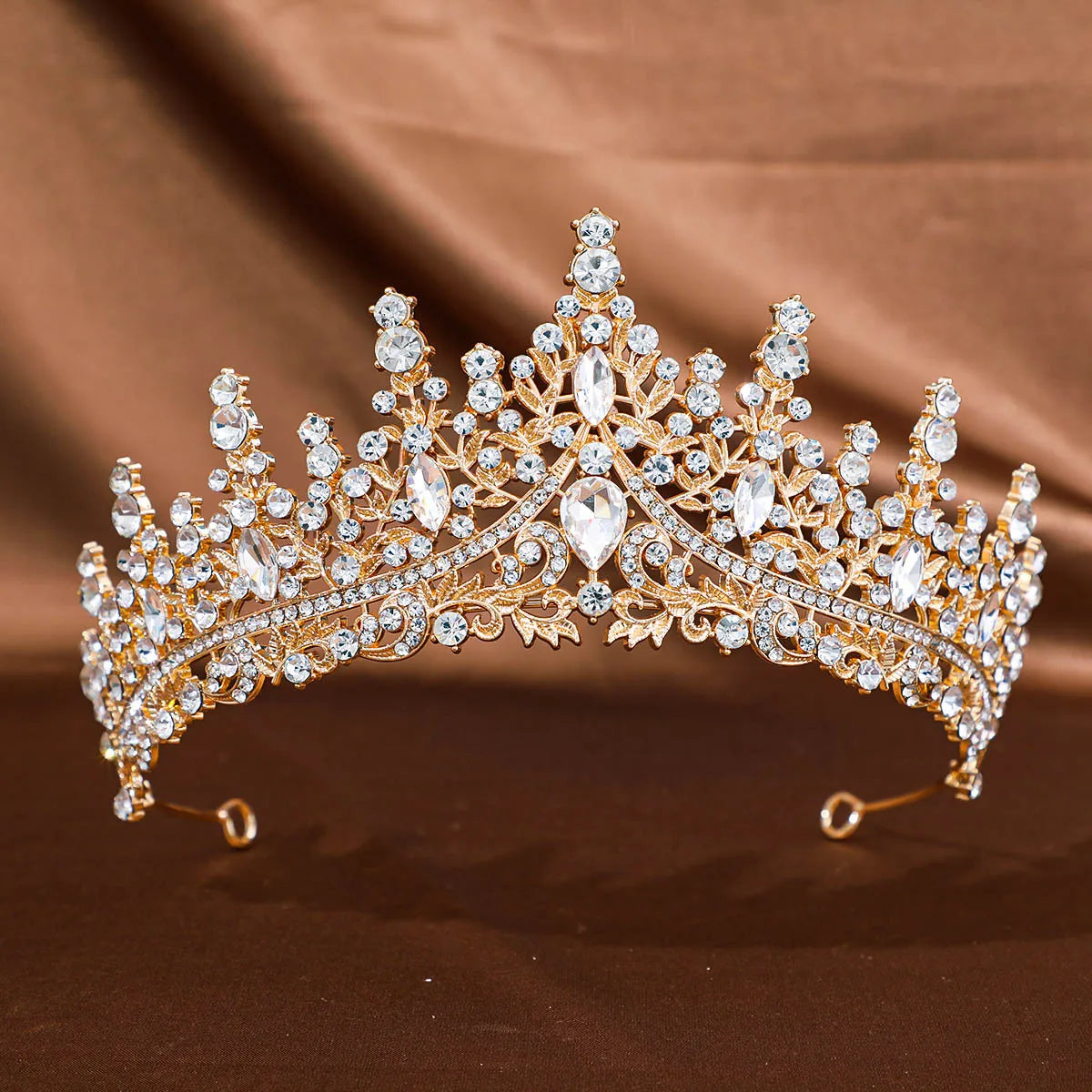 Goldene Barock-Kristall-Tiara – Strass-Braut- und Abschlussball-Krone