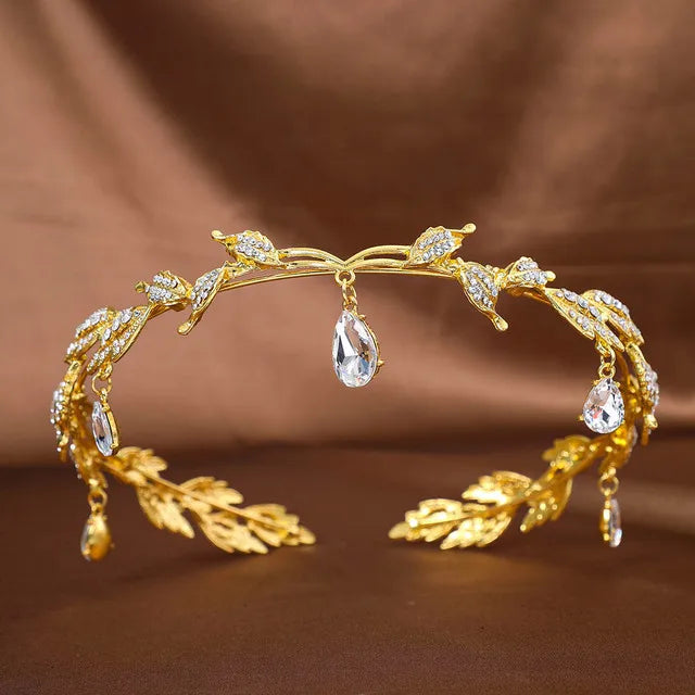 Goldene Barock-Kristall-Tiara – Strass-Braut- und Abschlussball-Krone