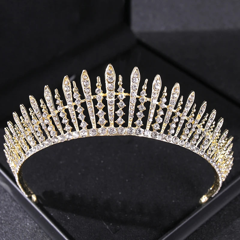 Goldkristall-Brauttiara – Strasskrone für Hochzeit und Abschlussball