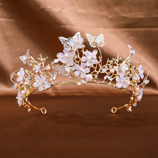 Goldene Barock-Kristall-Tiara – Strass-Braut- und Abschlussball-Krone