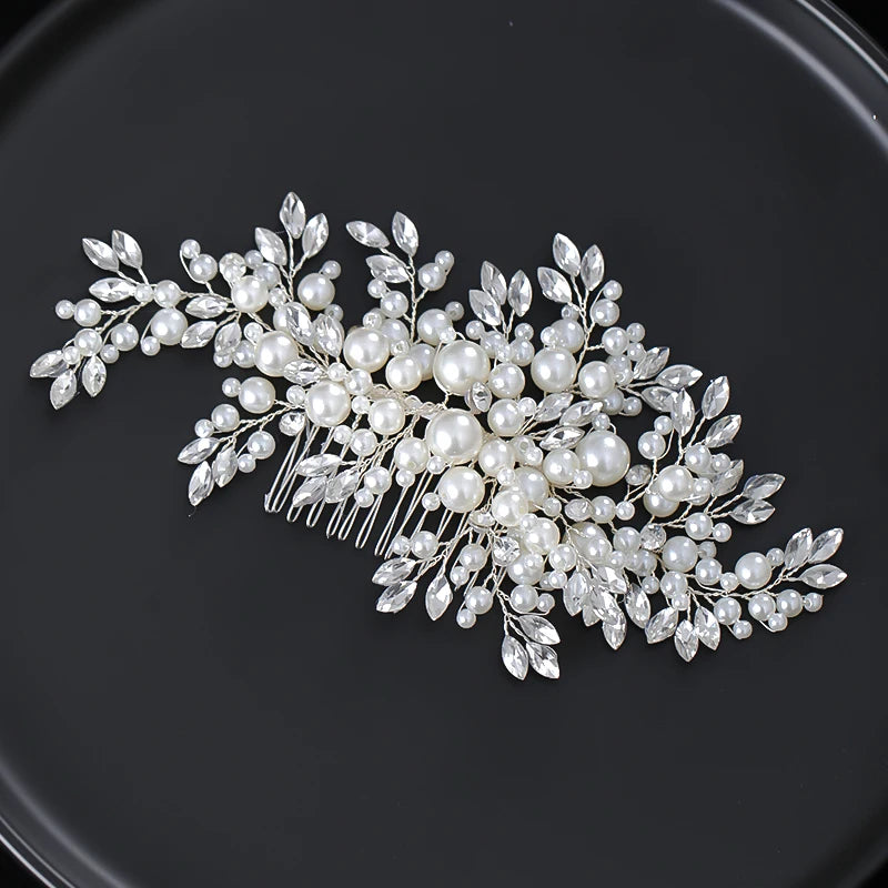 Luxuriöser Perlen-Haarkamm – Strass-Hochzeitsstirnband & Accessoires