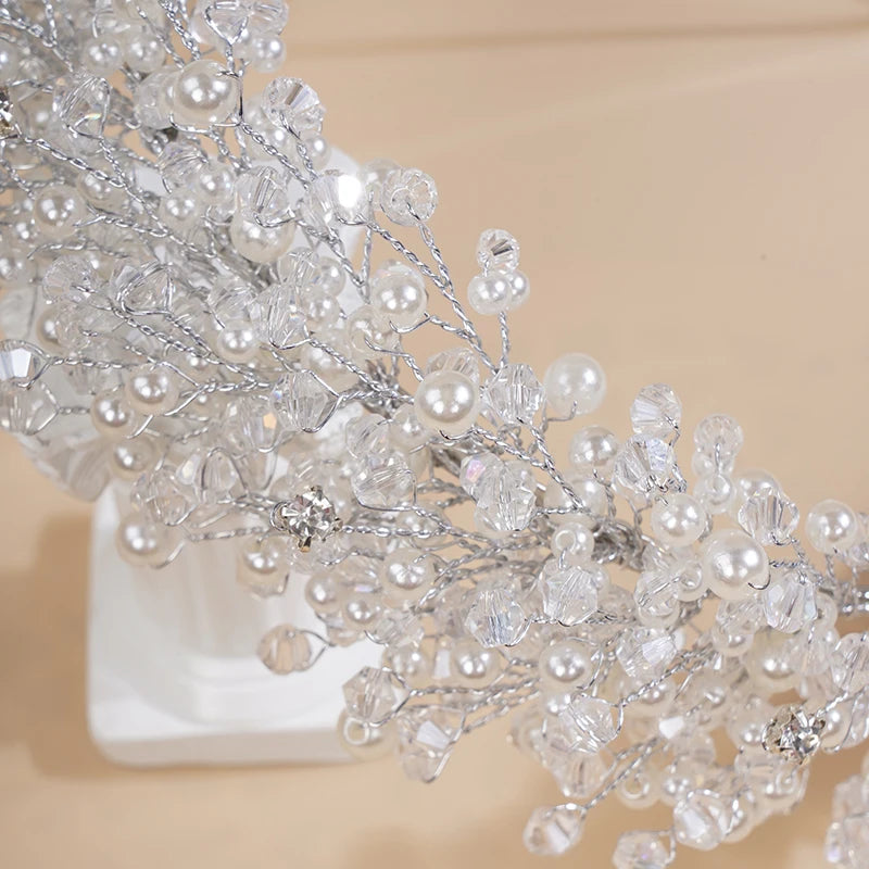 Luxuriöse Brautkrone mit Perlen und Kristallen – Vintage-Strass-Stirnband für Hochzeiten und Partys