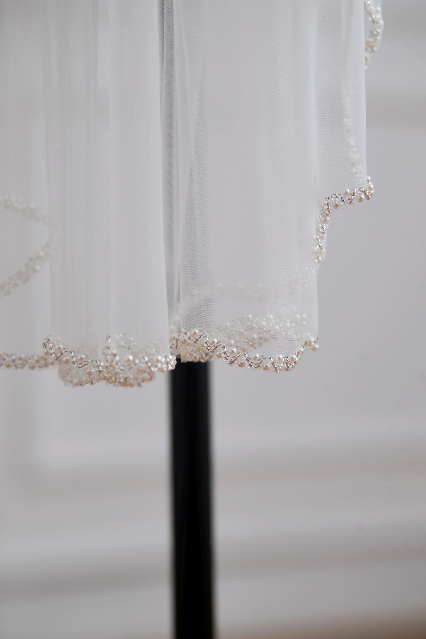 Elegant Sheer Tulle Wedding Veil with Delicate Beaded Edge