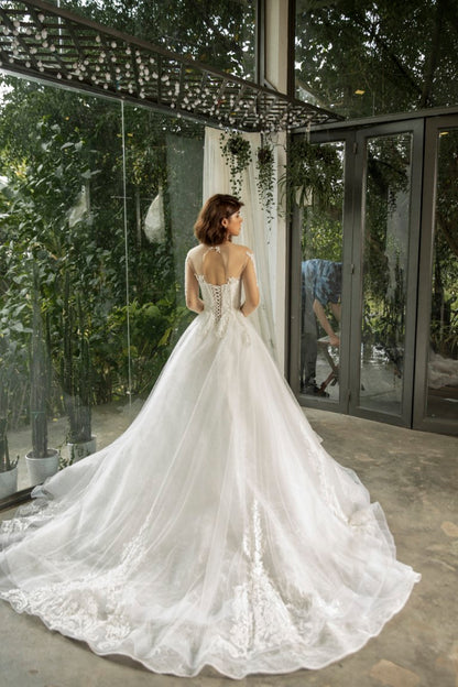 Arian - "A Fairytale Dream: Long Sleeve Corset Luxury Princess Wedding Dress with Sparkling Lace"