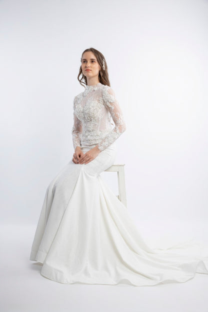 Sparkling Mermaid-Inspired Wedding Dress, Exquisite Corset with High-End 3D Lace Embellishments