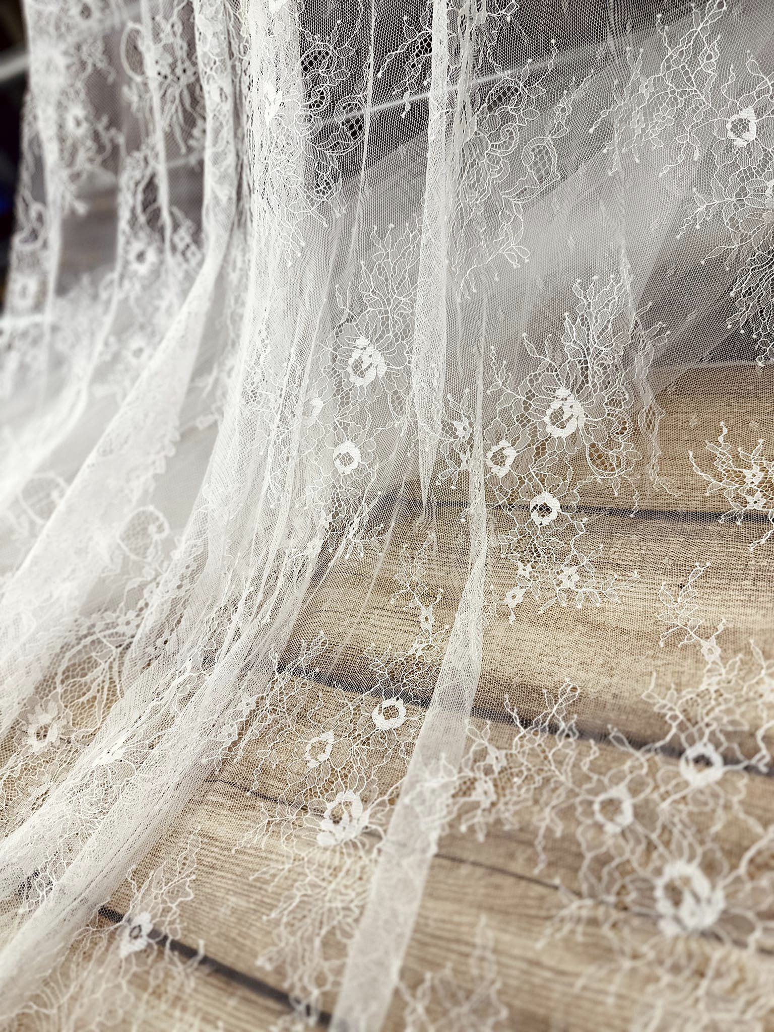 Elegant mermaid wedding dress, Floral lace boho wedding dress