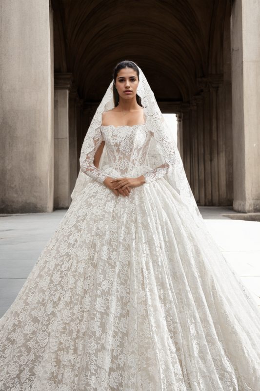 Celestial Royal Lace Wedding Gown