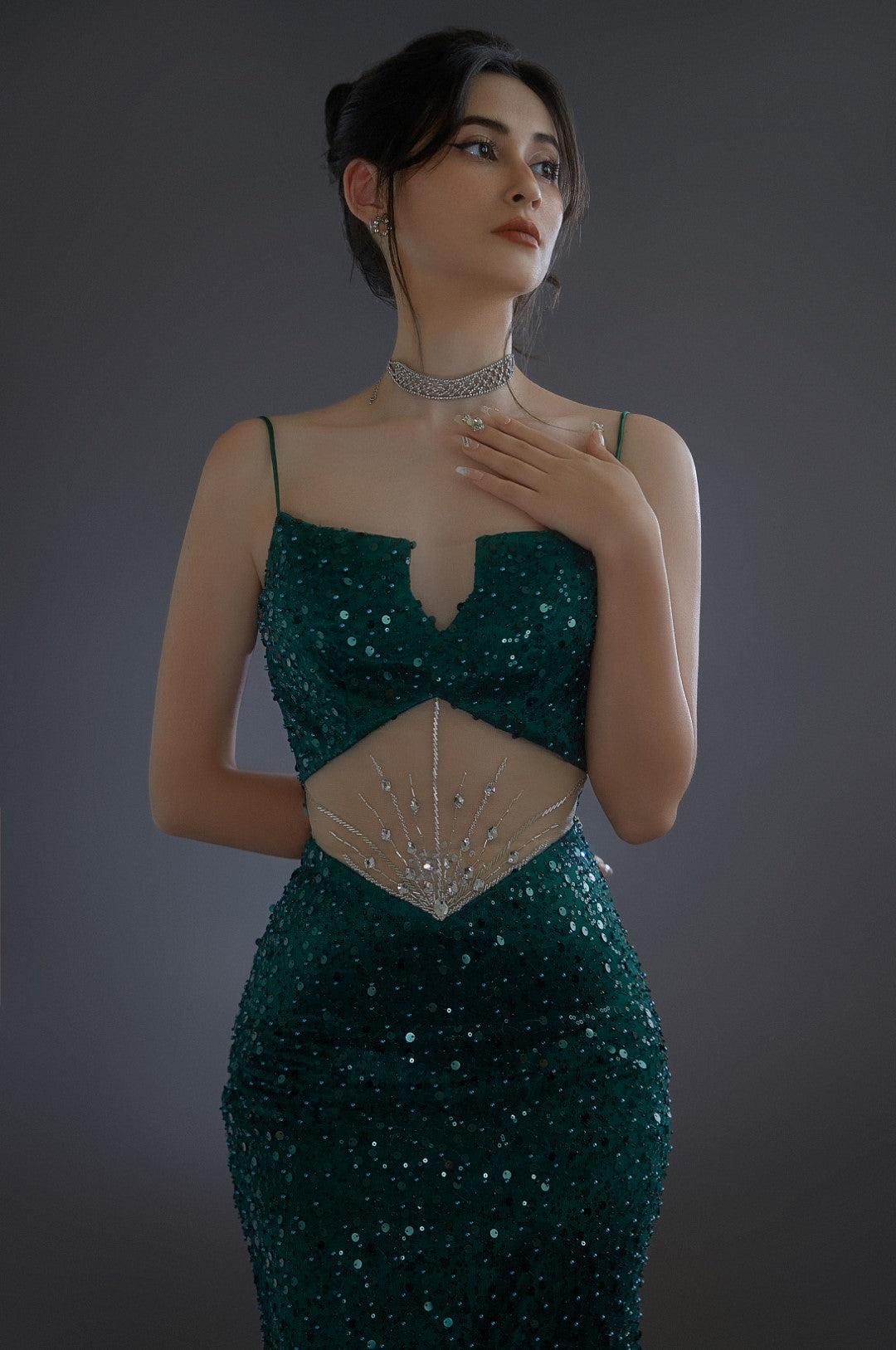 Neala - Green Sexy Sleeveless Corset Evening Dress: Alluring Elegance for Special Occasions