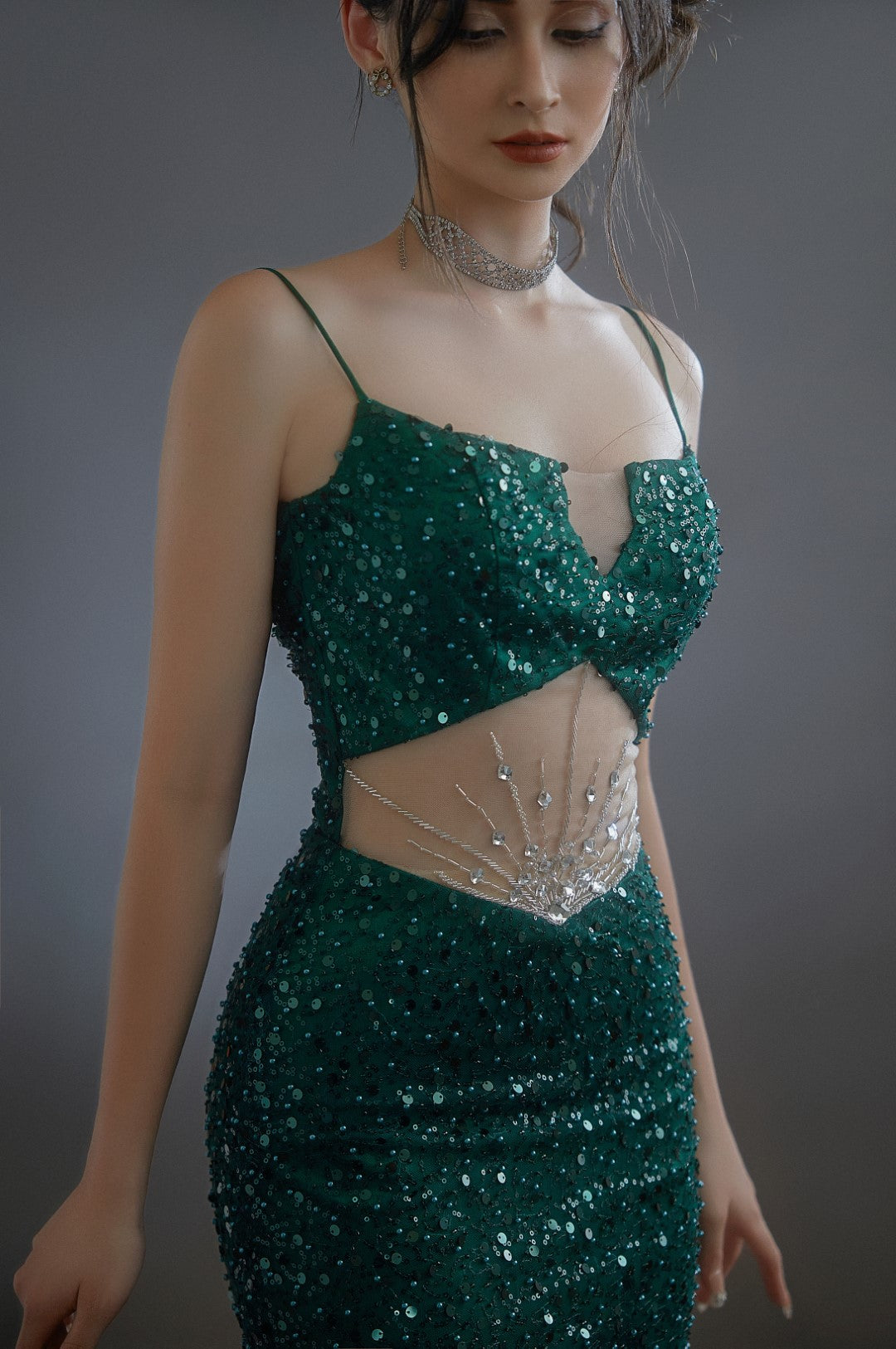 Neala - Green Sexy Sleeveless Corset Evening Dress: Alluring Elegance for Special Occasions