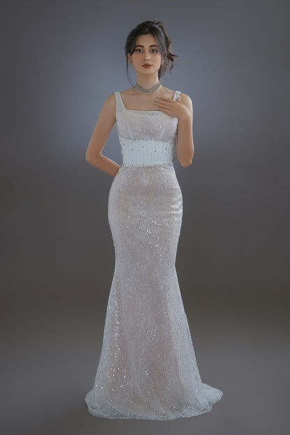 Sparkling Sleeveless Sexy Mermaid Wedding Dress | High-Quality Lace | Customizable