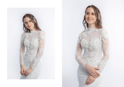 Sparkling Mermaid-Inspired Wedding Dress, Exquisite Corset with High-End 3D Lace Embellishments