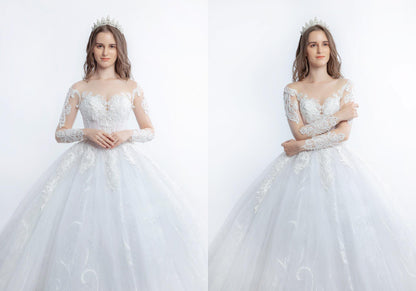 Clara - Princess Ball Gown Wedding Dress: Exquisite Corset with High-End Lace Embellishments