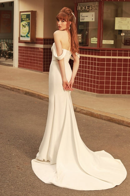 Off-the-shoulder mermaid wedding dress, Minimalist sexy wedding dress