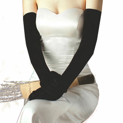 Black Velvet Bridal Opera Gloves