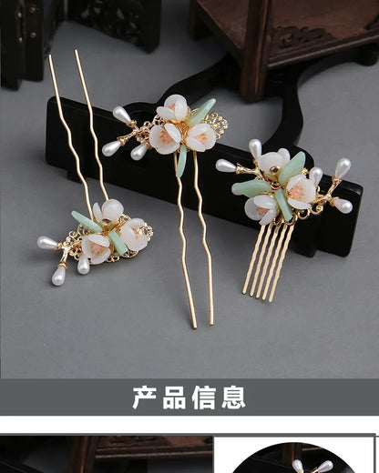 Metal Leaf & Pearl Crepe Bridal Hair Comb