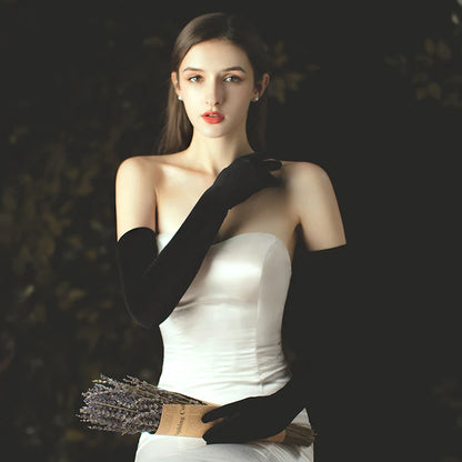 Black Velvet Bridal Opera Gloves