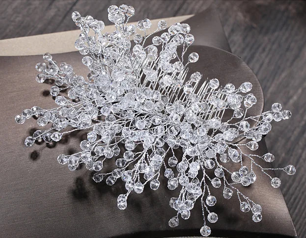 Crystal beads hair combs made all by hand brides hair ornament brides wedding hair jewelry