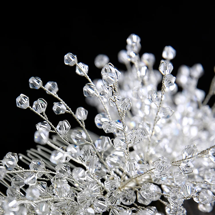 Crystal beads hair combs made all by hand brides hair ornament brides wedding hair jewelry