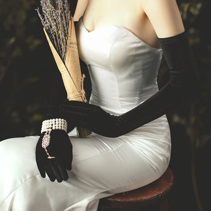 Black Velvet Bridal Opera Gloves