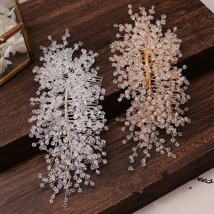 Crystal beads hair combs made all by hand brides hair ornament brides wedding hair jewelry