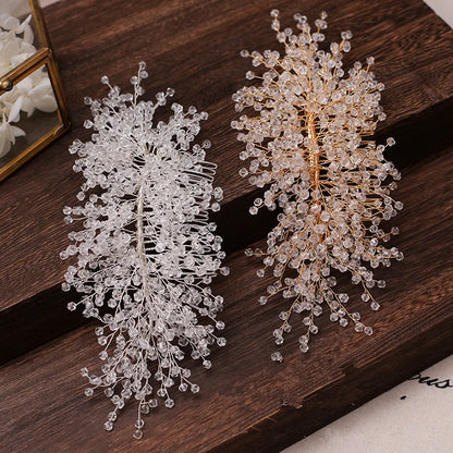 Crystal beads hair combs made all by hand brides hair ornament brides wedding hair jewelry