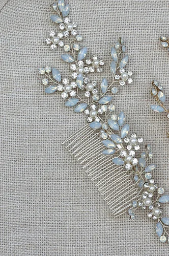 Metal Leaf & Pearl Crepe Bridal Hair Comb