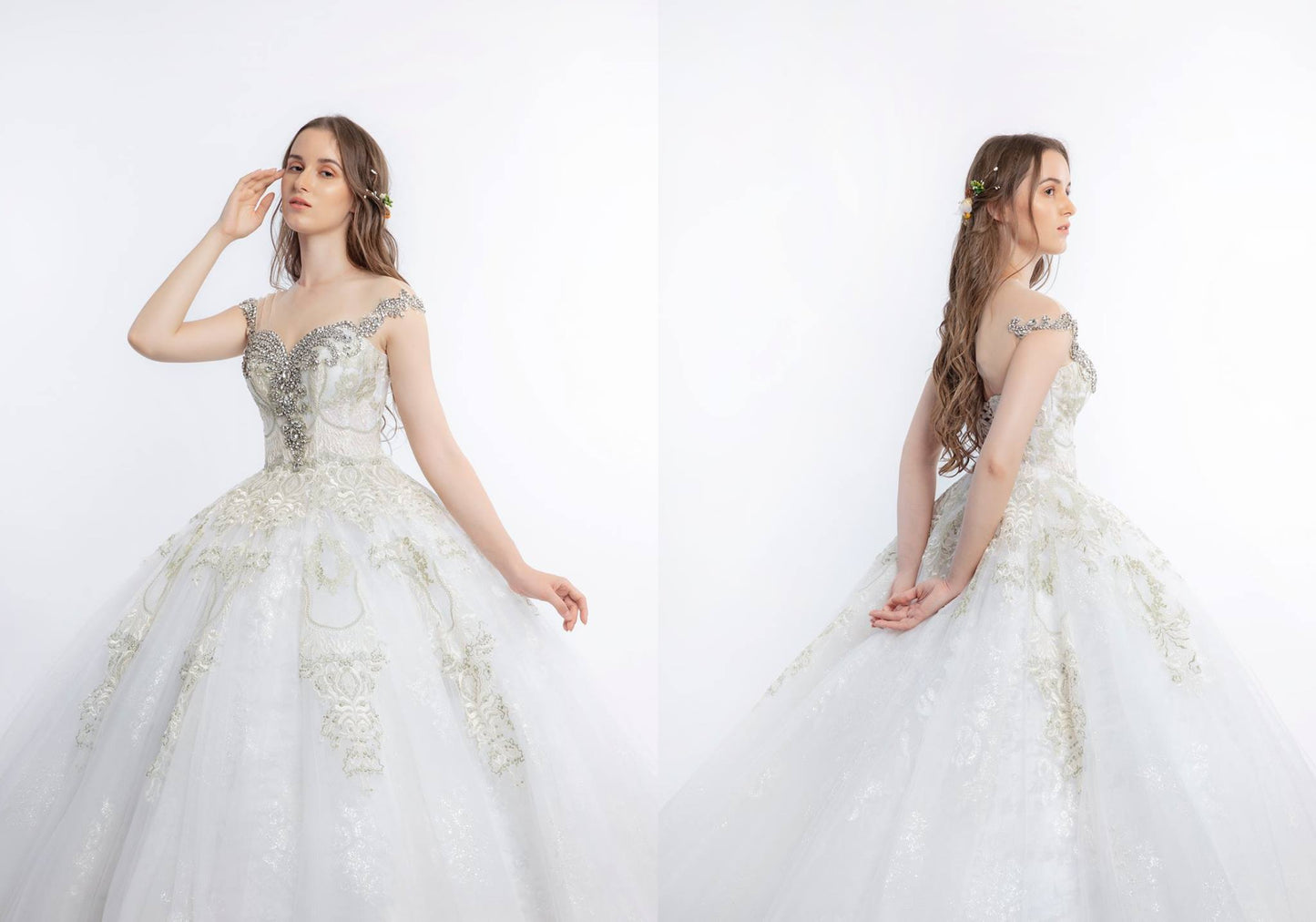 Phoebe - Sparkling Princess Ball Gown Wedding Dress: Exquisite Corset with Premium Lace Embellishments