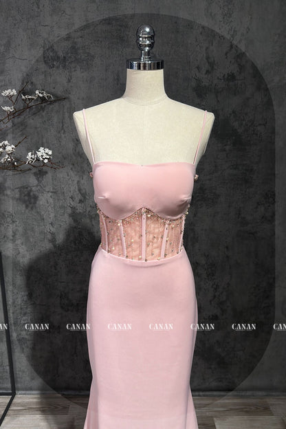 Violet - Sexy and Sparkly Pink Evening Dress | Luxurious Satin | Glittering Elegance