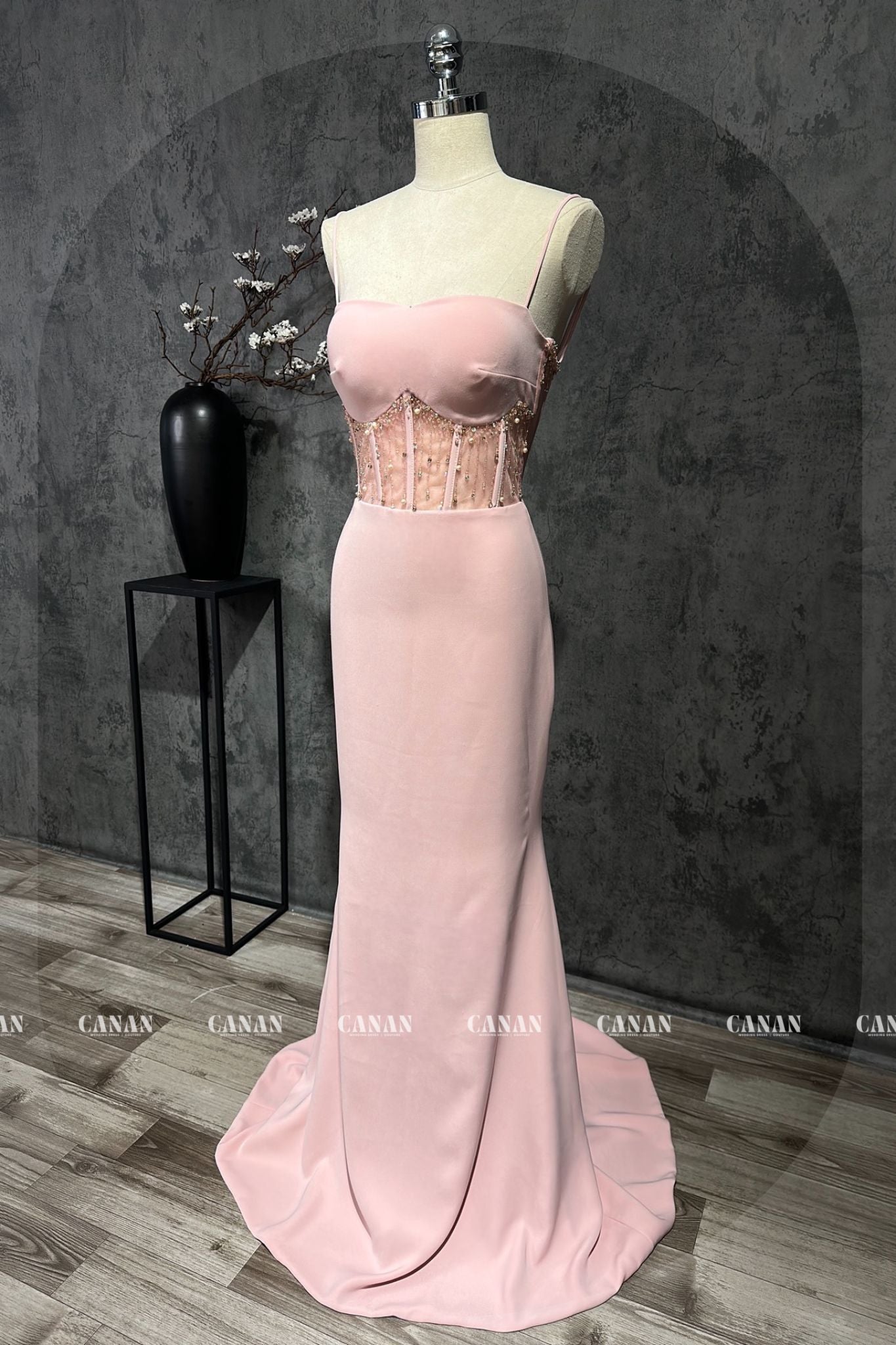 Sexy and Sparkly Pink Evening Dress | Luxurious Satin | Glittering Elegance