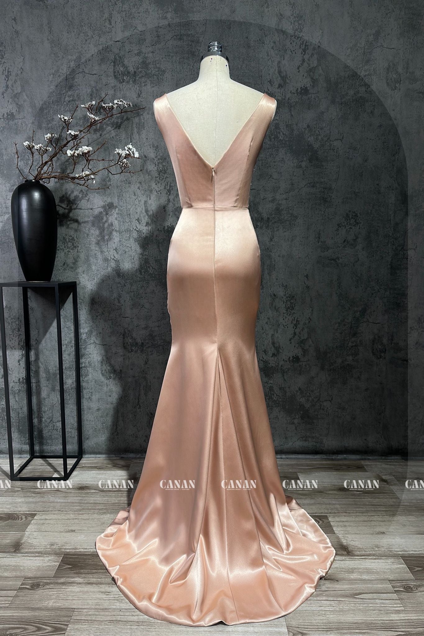 Sexy and Sparkly Evening Dress , Luxurious Skin Tone Gown