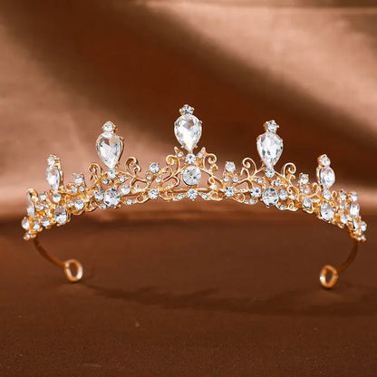 Golden Baroque Crystal Tiara – Rhinestone Bridal & Prom Crown Headband