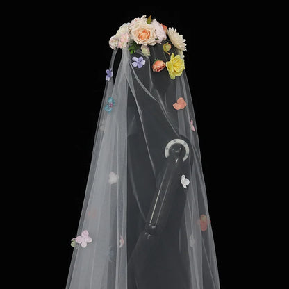 Dopamine Retro Floral Bridal Veil – Mori Fairy Headdress