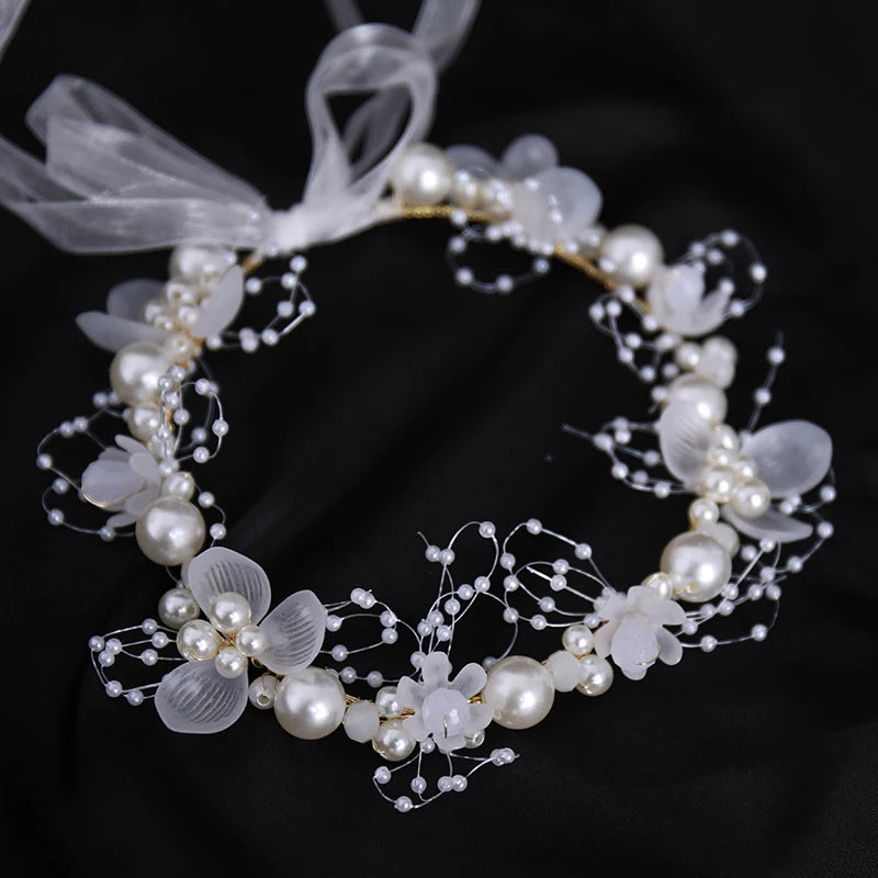 Pearl Flower Bridal Headband – Crystal Wedding Crown & Hair Jewelry