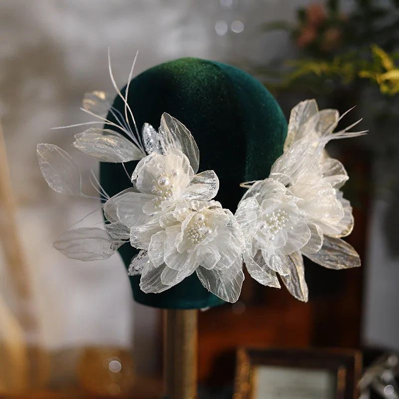 Yarn Flower Feather Bridal Headwear Bubble Petals Hair Clip Wedding Hair Accessories