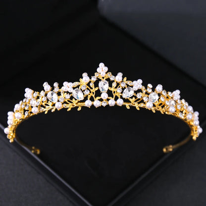 Gold Crystal Bridal Tiara – Rhinestone Wedding & Prom Crown