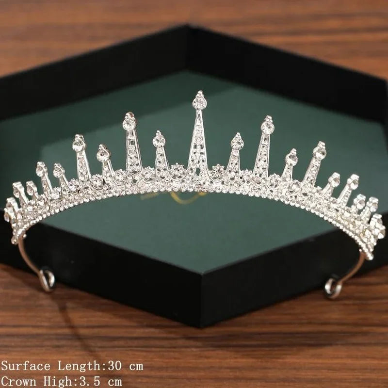 Silver Bridal Crown & Tiara – Crystal Rhinestone Wedding Hair Accessories