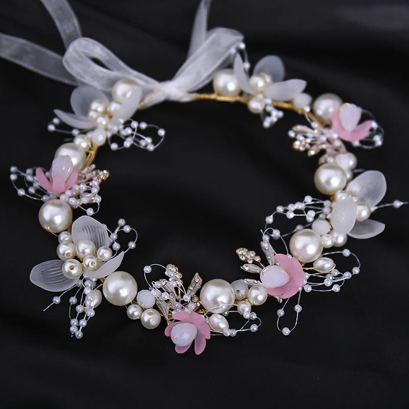 Pearl Flower Bridal Headband – Crystal Wedding Crown & Hair Jewelry