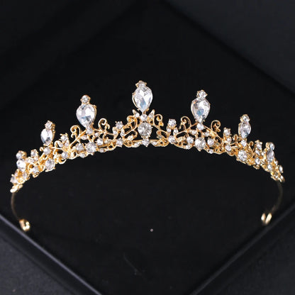 Gold Crystal Bridal Tiara – Rhinestone Wedding & Prom Crown