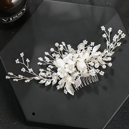 Luxurious Pearl Hair Comb – Rhinestone Wedding Headband & Accessories