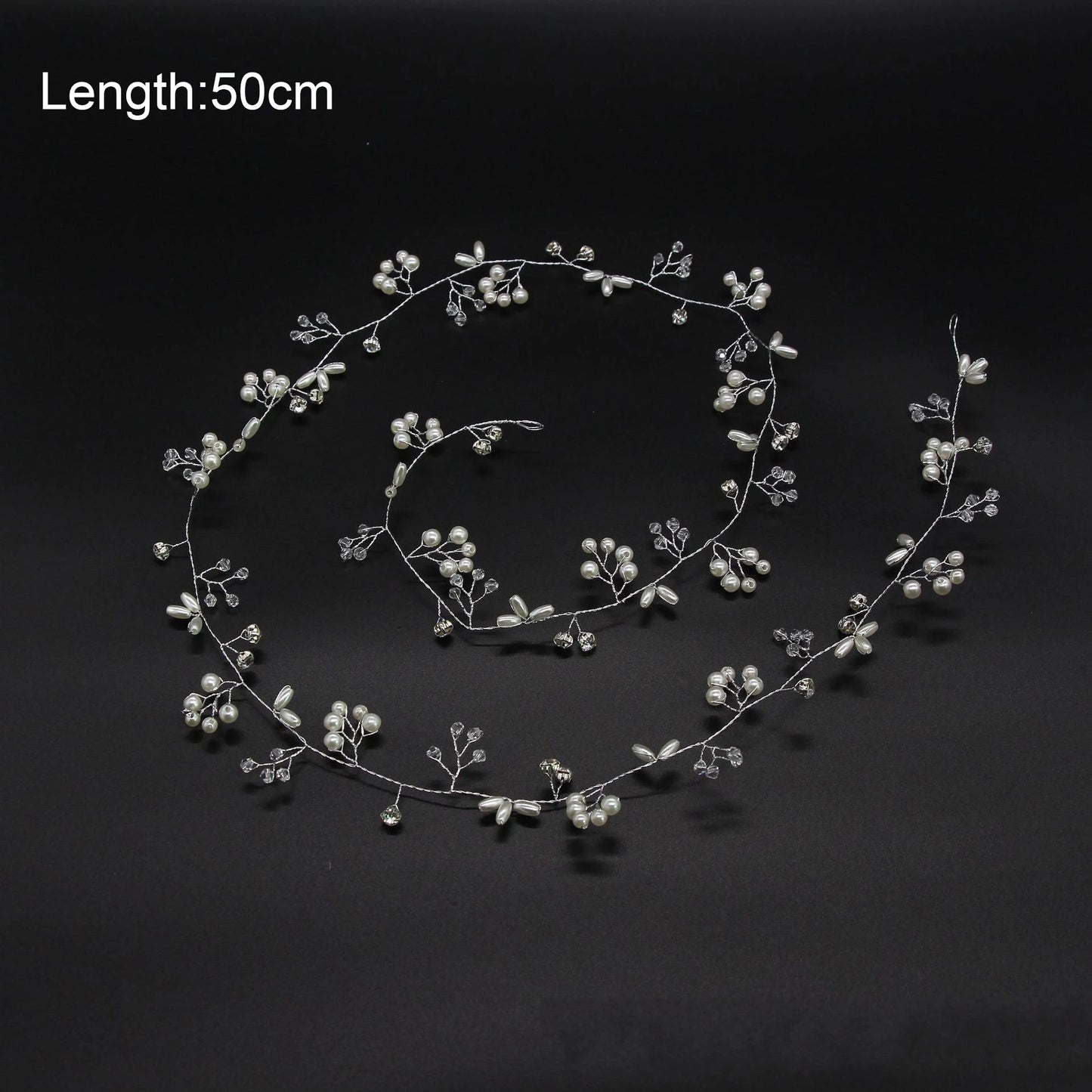 Crystal Pearl Bridal Tiara – 35cm Diamante Hair Vine & Wedding Accessories