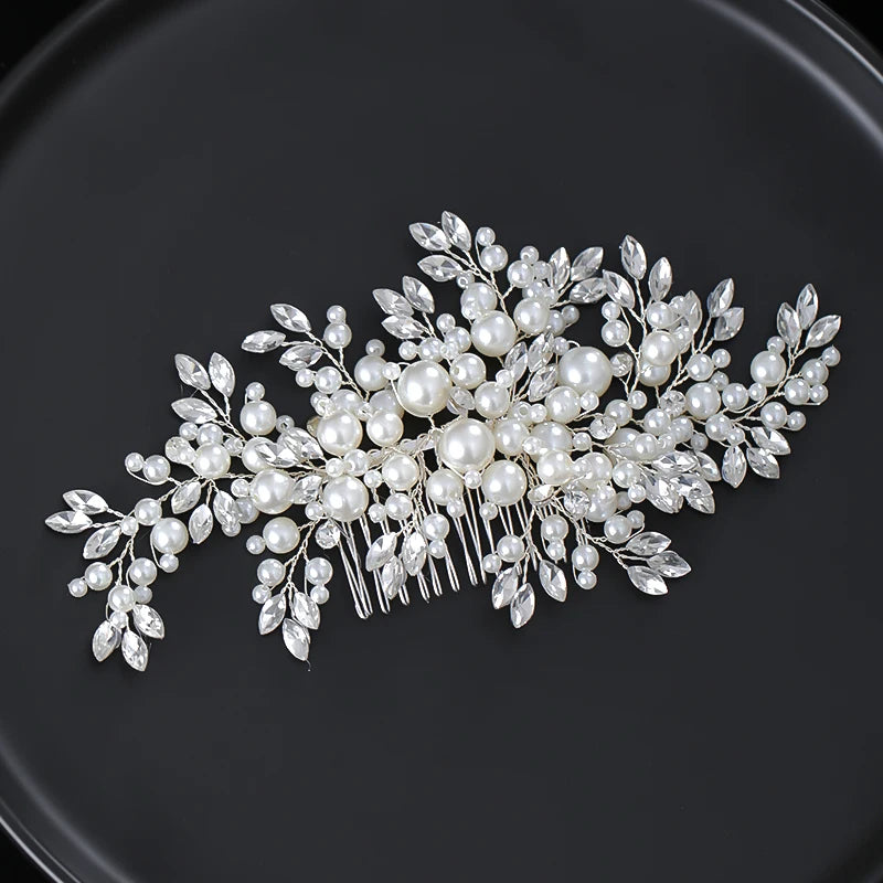 Luxurious Pearl Hair Comb – Rhinestone Wedding Headband & Accessories