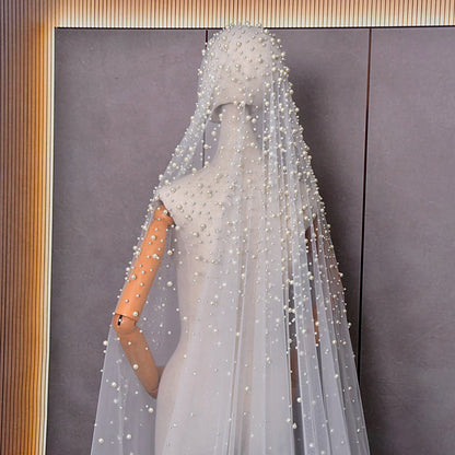 Luxury Beaded Bridal Veil – Extra Long 3M Royal Cathedral Wedding Veil with Comb